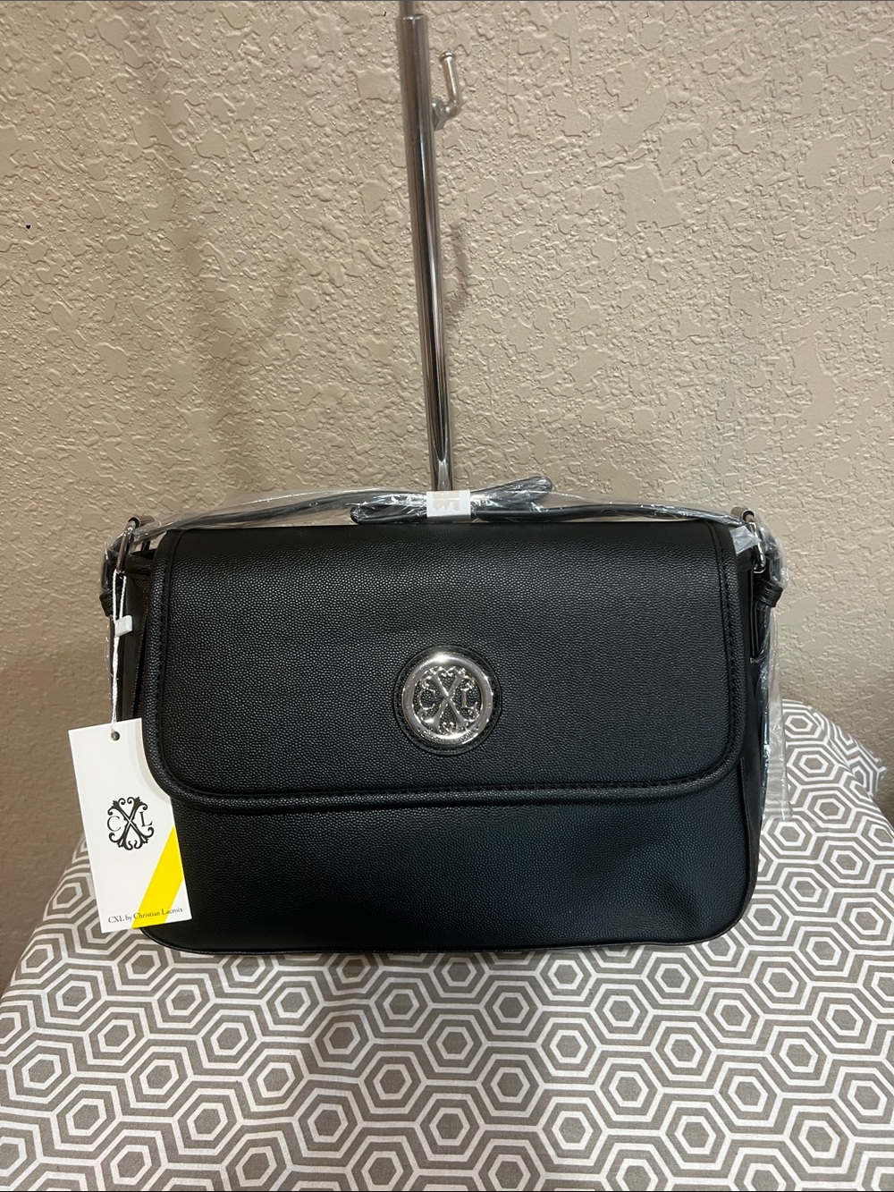 Christian Lacroix black Karen caviar shoulder bag
